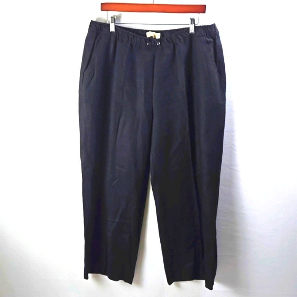 Michael Kors Women's Black Linen Drawstring Pull On Pants Sz 14